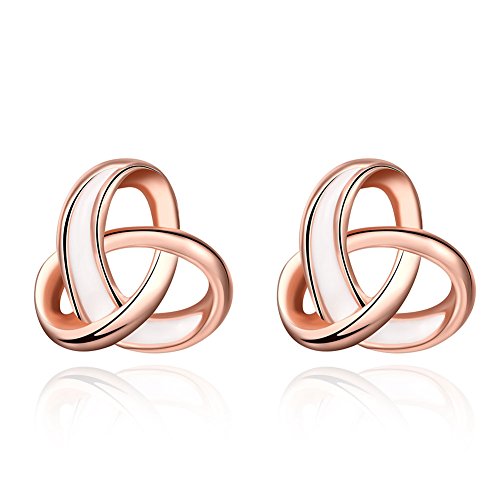 Product Cover Buycitky Twist Love Knot Stud Earrings for Women, Girl 14k Rose Gold Plated Heart Post Earrings