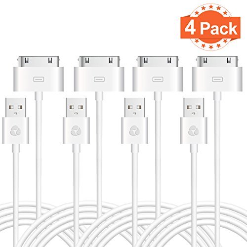 Product Cover Evol (TM) Certified 6 Feet / 2 Meters 30 Pin to USB Sync and Charging Data Cable for iPhone 4/4S, iPhone 3G/3GS, iPad 1/2/3, iPod (4 Pack)