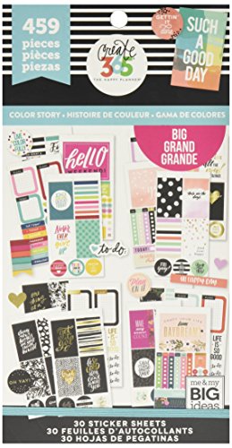 Product Cover me & my BIG ideas Sticker Value Pack for Big Planner - The Happy Planner Scrapbooking Supplies - Color Story Theme - Multi-Color - Great for Projects & Albums - 30 Sheets, 459 Stickers Total