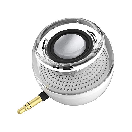 Product Cover Mini Portable Speaker, 3W Mobile Phone Speaker with 250mAh Lithium Battery Line-in Speaker with Clear Bass 3.5mm AUX Audio Interface, Plug and Play for iPhone, iPad, iPod, Tablet, Computer (White)