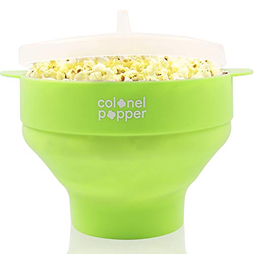 Product Cover Colonel Popper Microwave Popcorn Popper Maker - Silicone Hot Air Popcorn Bowl (Green)