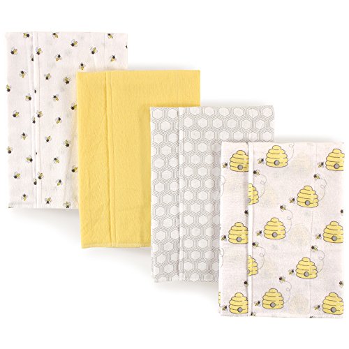 Product Cover Hudson Baby Unisex Baby Layered Flannel Burp Cloth, Bees 4 Pack, One Size