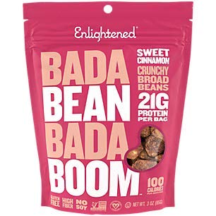 Product Cover Enlightened Bada Bean Bada Boom Plant Protein Crunchy Broad Beans Snacks, Sweet Cinnamon, 3 Ounce (Single Pack)