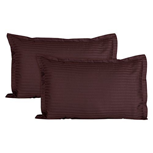 Product Cover Ahmedabad Cotton Luxurious Sateen Striped Pillow Cover/Case Set (2 Pcs) 300 Thread Count - Chocolate Brown