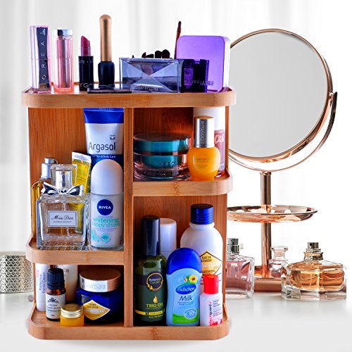 Product Cover Refine 360 Bamboo Makeup and Cosmetic Organizer, Storage Carousel for vanity, bathroom, closet, kitchen, tabletop ,countertop, desk