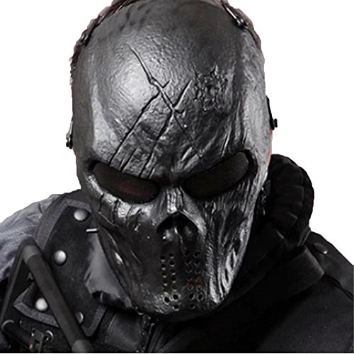 Product Cover Tactical Mask Skull Full Face with Metal Mesh Eye Protection-Airsoft/BB Gun/CS Game-Zombie Masks Heads Scary for Cosplay Party Halloween Tricky Man&Women