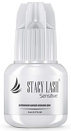 Product Cover SENSITIVE Eyelash Extension Glue Stacy Lash 5 ml/LOW Fume / 5 Sec Drying time/Retention - 5 weeks/Professional Use Only Black Adhesive for Individual Semi-Permanent Eyelash Extensions Supplies