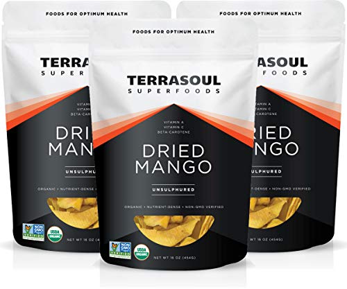 Product Cover Terrasoul Superfoods Organic Dried Mango Slices, 3 Lbs (3 Pack) - Naturally Sweet & Tart | Healthy Prebiotic