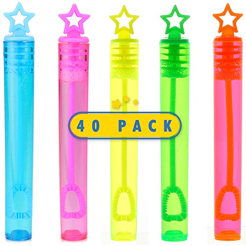 Product Cover 40-Piece Star Bubble Wands Assortment Neon Party Favors - Summer Gifts Bubbles Fun Toys