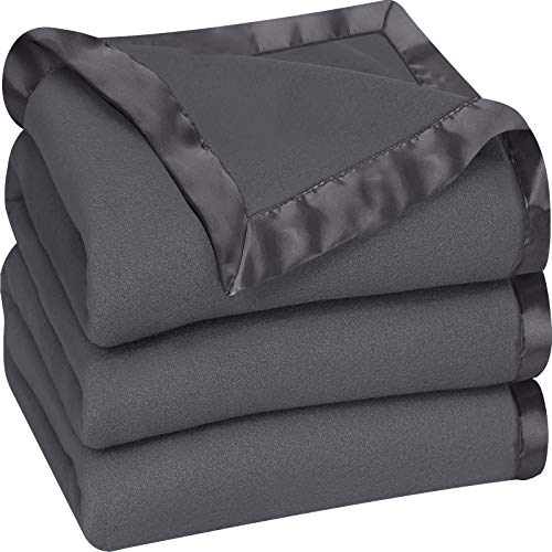 Product Cover Utopia Bedding Fleece Blanket Twin Size Grey Soft Cozy Sateen Bed Blanket Microfiber