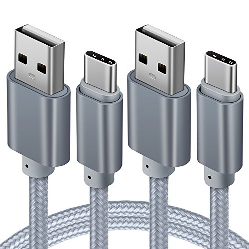Product Cover USB Type C Cable 3Ft 2 Pack,OneKer USB C to USB Nylon Braided Charging Cord Fast Charger Compatible Samsung Galaxy Note 9 8 S9 S8 plus,Google Pixel, Pixel 2 XL, LG V30 G6 V20 G5, Nintendo Switch(Gray)