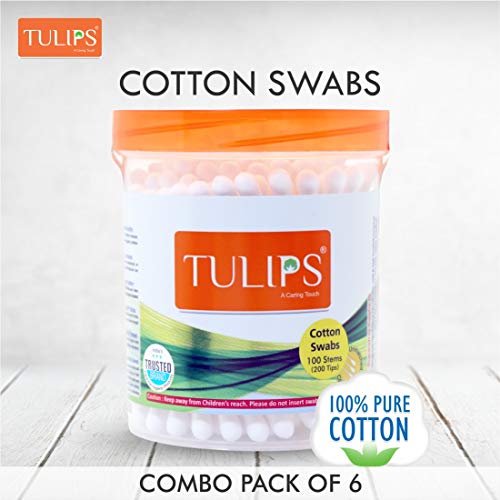 Product Cover Tulips Cotton Buds 100 Stems / 200 Tips in a PP Jar (Pack of 6)