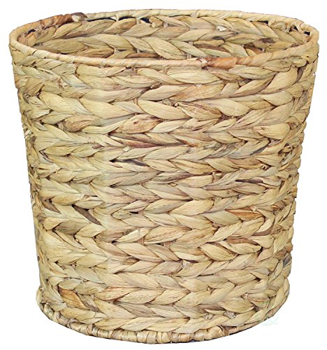 Product Cover Natural Water Hyacinth Round Waste Basket - for Bathrooms, Bedrooms, or Offices