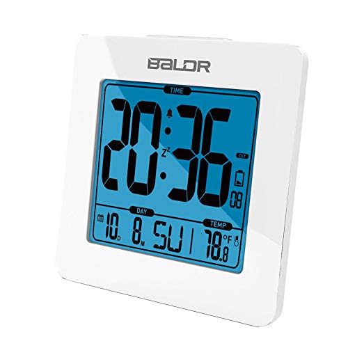 Product Cover BALDR Digital Alarm Clock - Easy to Read, Simple to Set Up - Battery Operated and Cordless - Not Just for Bedrooms - These Digital Clocks are Ideal for The Bathroom, Kitchen, Office and Travel -White