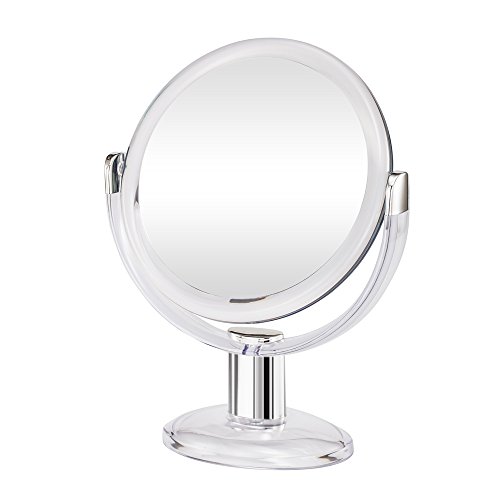 Product Cover Gotofine Double Sided Magnifying Makeup Mirror, 1X & 10X Magnification with 360 Degree Rotation- Clear & Transparent