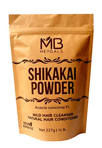 Product Cover MB Herbals Pure Shikakai Powder 227g | 1/2 lb | 8 oz | 0.5 LB | 100% Pure Acacia concinna Fruit Pods Powder from Wildcrafted Shikakai | Natural Hair Cleanser & Conditioner