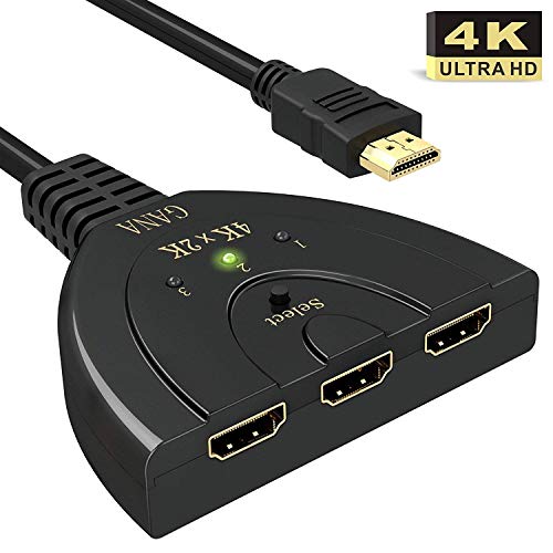 Product Cover HDMI Switch,GANA 3 Port 4K HDMI Switch 3x1 Switch Splitter with Pigtail Cable Supports Full HD 4K 1080P 3D Player