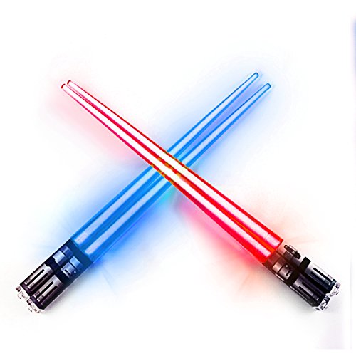 Product Cover LIGHTSABER CHOPSTICKS LIGHT UP STAR WARS LED Glowing Light Saber Chop Sticks REUSABLE Sushi Lightup Sabers Red and Blue 2 Pairs