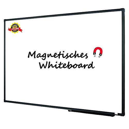 Product Cover Lockways Magnetic Dry Erase Board, Whiteboard 36 x 24 Inch, White Board 3 x 2, Ultra-Slim Black Aluminium Frame, 1 Aluminum Marker Tray, 1 Dry Erase Markers, 2 Magnets for School, Home, Office