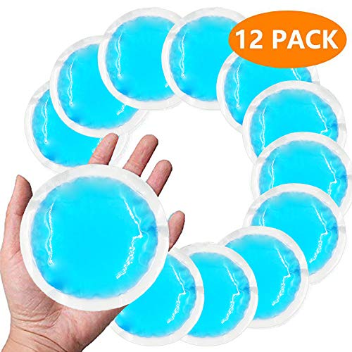 Product Cover Round Reusable Gel Ice Packs(12 Pack) with Cloth Backing for Hot or Cold Compress, Great for Kids Injuries, Wisdom Tooth, Breastfeeding, Headaches, Sinus Pain, Reduce Swelling or Soreness - Blue