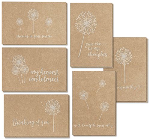 Product Cover Sympathy Cards - 36-Pack Sympathy Cards Bulk, Greeting Cards Sympathy Kraft Paper, 6 Floral Designs, Envelopes Included, Assorted Sympathy Cards, 4 x 6 Inches