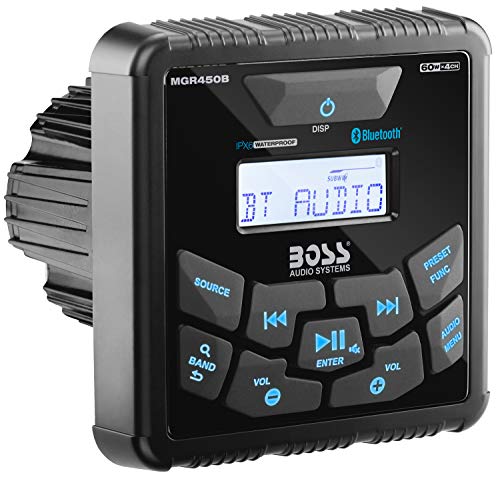 Product Cover BOSS Audio Systems MGR450B Marine Gauge Receiver - Bluetooth, Digital Media MP3 Player, No CD Player, USB Port, AM/FM Radio, NOAA Weather Band Tuner, Weatherproof