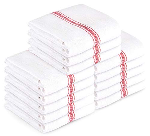 Product Cover AMA's Kitchen Kitchen Towels Dish Towels (13 Pack) Tea Towels 100 Percent Cotton Dish Cloths Red and White Dish Towels (15 x 25 Inch) Machine Washable