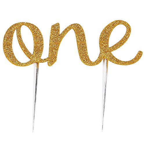 Product Cover LOVELY BITON 1st First Birthday One Cake Topper Decoration Single Sided Double Gold Glitter