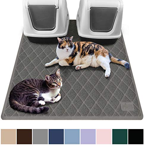 Product Cover Gorilla Grip Original Premium Durable Multiple Cat Litter Mat, 47x35, XL Jumbo, No Phthalate, Water Resistant, Traps Litter from Box and Cats, Scatter Control, Mats Soft on Kitty Paws, Gray