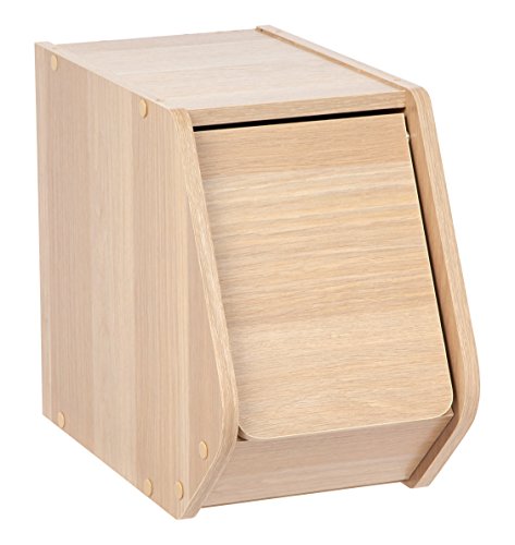 Product Cover IRIS USA, SBD-NLB, Narrow Modular Wood Stacking Storage Box with Door, Light Brown, 1 Pack