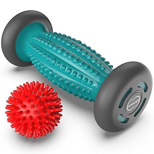 Product Cover Foot Massager Roller + Ball for plantar fasciitis - Total Relief for Heel Spurs & Foot Arch Pain - Acupressure Reflexology Tool for Relaxation & Stress Relief - Trigger Point Healing with Spiky Ball