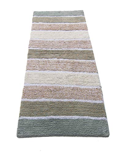 Product Cover Chardin home Cordural Stripe Bath Runner, Gray/Beige with Latex Spray Non-Skid Backing, 24