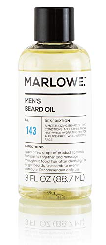Product Cover MARLOWE. Beard Oil Conditioner for Men No. 143 | Softer & Fuller Beard Care | Large 3oz Size | 100% Natural | Unscented Softener | Condition and Nourish Beard Health