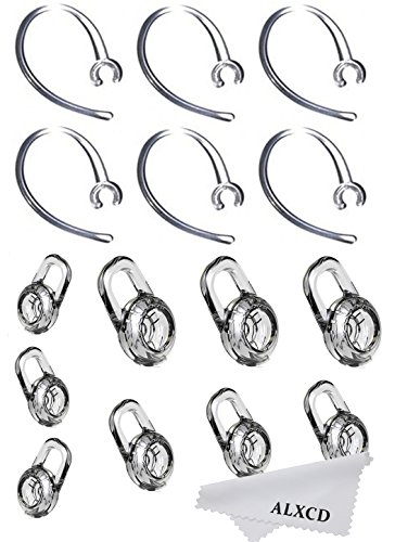 Product Cover ALXCD Earbud Gel & Ear Hook for Plantronics, ALXCD 9 Pcs (Small/Medium/Large) Clear Replacement Eargel & 6 Pcs Clear Ear Hook, Fit for Plantronics M155 M165 M1100 M100 M55 M28 M25 Voyager Edge (6+9)