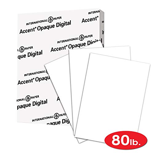 Product Cover Accent Opaque Thick Cardstock Paper, White Paper, 80lb Cover, 216 gsm, Letetr Size, 8.5 x 11 Paper, 97 Bright, 1 Ream / 250 Sheets, Super Smooth, Heavy Card Stock (121947R)