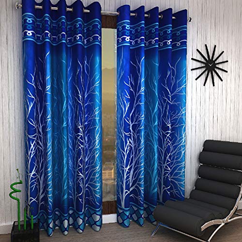 Product Cover Home Sizzler 2 Piece Eyelet Polyester Door Curtain Set - 7ft, Blue