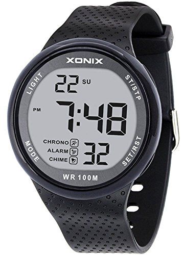 Product Cover Vogue Men's 100M Waterproof Sports Black Resin Large Digits Digital Dive Basic Watch (Can Be Pressed Underwater)