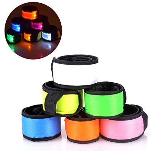 Product Cover Esonstyle Pack of 6 LED Light Up Band Slap Bracelets Night Safety Wrist Band for Cycling Walking Running Concert Camping Outdoor Sports