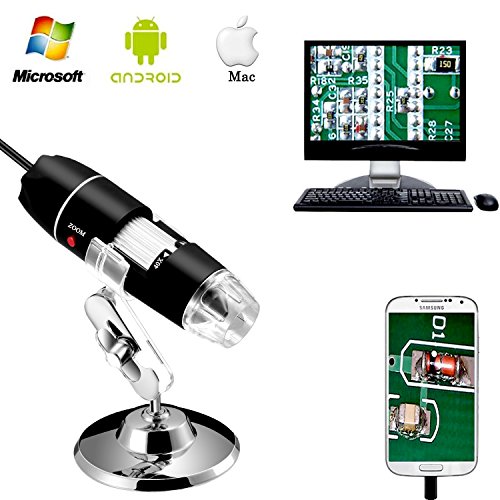 Product Cover Jiusion 40 to 1000x Magnification Endoscope, 8 LED USB 2.0 Digital Microscope, Mini Camera with OTG Adapter and Metal Stand, Compatible with Mac Window 7 8 10 Android Linux