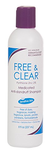 Product Cover Free & Clear Medicated Anti-Dandruff Shampoo | Fragrance, Gluten and Sulfate Free | For Sensitive Skin | Maximum OTC Strength Zinc Pyrithione 2% | 8 Ounce