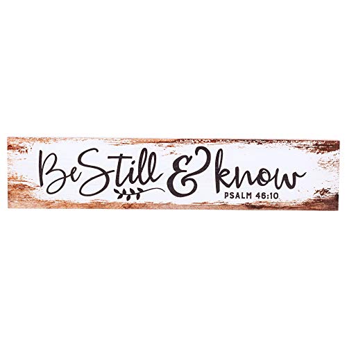 Product Cover P. Graham Dunn Be Still & Know White Wash 2.5 x 11.75 Inch Solid Pine Wood Farmhouse Stick Sign