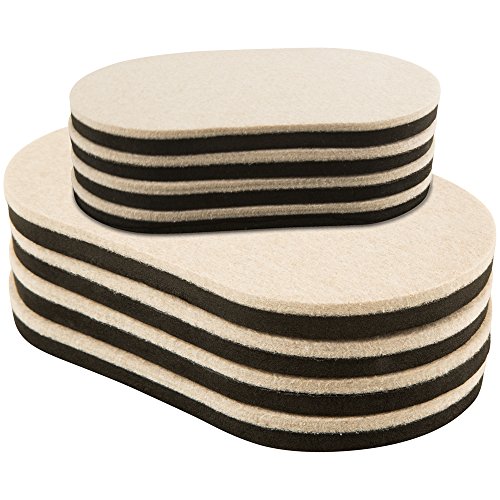 Product Cover Super Sliders 4705495N Reusable Large and X Large Felt Furniture Sliders for Hardwood Floors - Quickly and Easily Move Any Item, Multi-Size Oval Combo Pack