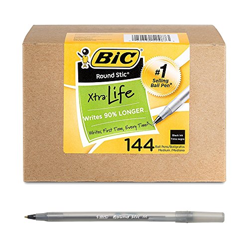 Product Cover BIC Round Stic Ball Pens, 144 count, Medium, Black Ink