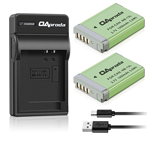 Product Cover OAproda NB-13L Battery (2 Pack) and Slim USB Charger for Canon PowerShot SX740 HS, SX620 HS, G7 X, G7 X Mark II, G9X Mark II, G1 X Mark III, G5 X, G9 X, SX720 HS, SX730 Digital Camera