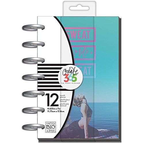 Product Cover me & my BIG ideas The Happy Planner - Sweat, Smile, Repeat Theme - 12 Month Undated - Horizontal Layout - Track Meals, Exercise, Water Intake & Goals - Mini Size