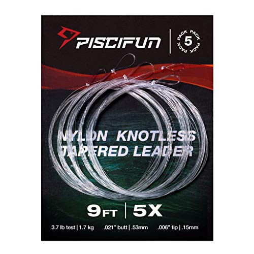 Product Cover Piscifun Fly Fishing Tapered Leader with Loop-9ft 5 Pack 5X