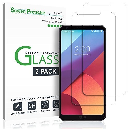 Product Cover amFilm LG G6 Screen Protector Glass, Tempered Glass Screen Protector for LG G6 2.5D Rounded Edge LGG6 2017 (2-Pack)