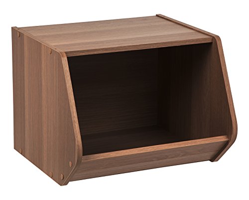 Product Cover IRIS USA, SBO-DB, Modular Wood Stacking Open Storage Box, Dark Brown, 1 Pack