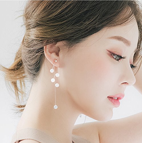 Product Cover Pretty Beautiful Hair Jewelry Pearl Diamond Earrings Zircon Long Stylish Of Chain Tassel Earrings Temperament Lady Business