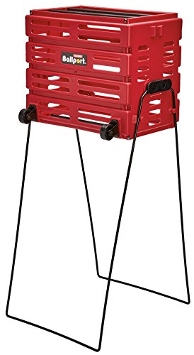 Product Cover Tourna Ballport Deluxe Tennis Ball Hopper with Wheels - Holds 80 Balls, Red